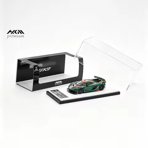 HKM Premium 1:64 Jesko Green Full Carbon With Orange Accent Strip Diecast Model Car In Stock