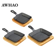 AWHAO Non Stick Frying Pan Portable Cast Iron Skillet for Camping Restaurant Home