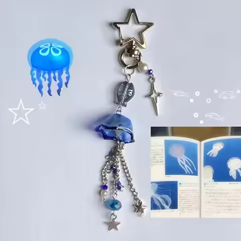 Jellyfish Phone Charm Strap - Jellyfish Star Keychain, Cute Jellyfish Keychain,Ocean Blue Charm, Cut