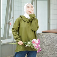 Mybamus Montana Wrinkle Collar Tops Army M15999 R15S1 - Korean Ruffle Blouse