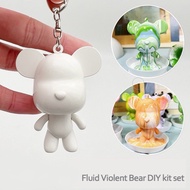 GANTUNGAN Mini Bear Keychain With Liquid Ink Handmade DIY Colored Ornaments/Fluid Violent Bear DIY K