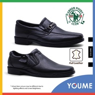 GREEN POINT POLO CLUB M92-1057-1058 Men Premium Cow Leather Formal Buckle Slip-ons Loafers Shoes Squ