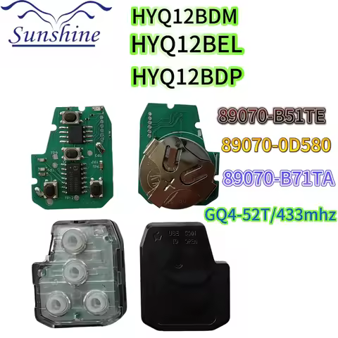 Sunshine Remote Key for Toyota Camry 2012-2017 Compatible with HYQ12BDM/HYQ12BEL/HYQ12BDP/GQ4-52T/89