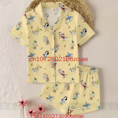 Snow White And Seven Dwarf Grumpy Dopey Unisex Pajamas Set 2025 New Christmas 3D Printed Short Sleev