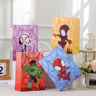 Spider-Man Movie Theme Party Paper Bag Kid's Birthday Kraft Paper Handbag Cool Candy Storage Bags Boy Children's Day Game Gift Toy