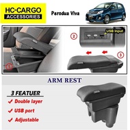 HC CARGO Perodua Viva HC-13 Comfort Adjustable ArmRest (3 USB & LED)