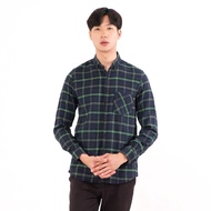 KEMEJA PRIA HIJAU Shatsuna Flannel Shirt Men Long Plaid Green Flannel Checked Navy Green SA-45F