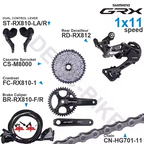 SHIMANO GRX 1x11 speed Groupset ST-RX810 BR-RX810 Rear Derailleur RD-RX812 Crankset FC-RX810 CS-M800