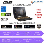 Asus TUF Gaming Laptop FX506H-MAZ136T (Intel Core i7 11800H, 8gb ram, 512gb ssd, Nvidia RTX3060 6GB, 15.6" FHD IPS 240Hz, Win10)