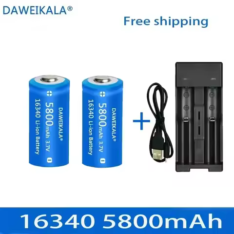 2023 New 3.7V 16340 CR123A Li-ion Battery Rechargeable Batteriy 5800mAh CR123 for Laser Pen LED Flas