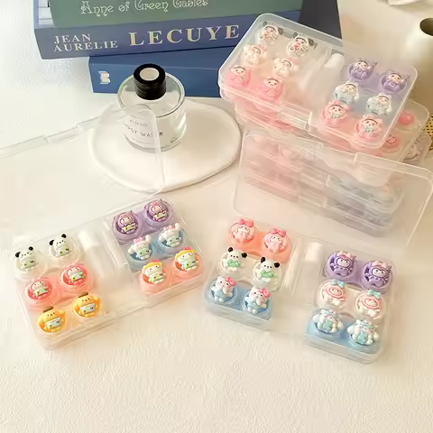 YIMEIXI 6Pair Contact Lens Case Contact Lens Storage Box Cute Girl Contact Lens Box Clamp Forceps Co