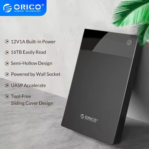 ORICO 3.5 Inch HDD Case Bulit-in Power 12V Portable SATA to USB 3.0 Hard Drive Enclosure Support 16T