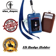 Leather ID card strap lanyard neckband employee ID card sleeve label badge wallet work card student 