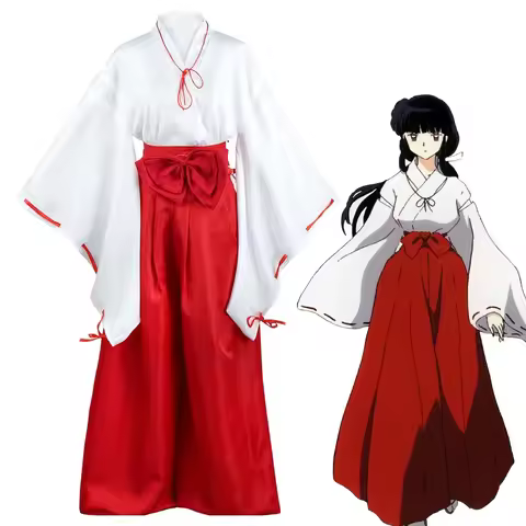 Anime Inuyasha Kikyo Cosplay Dress Girls Red White Kimono Cosplay Costume Halloween Christmas Party