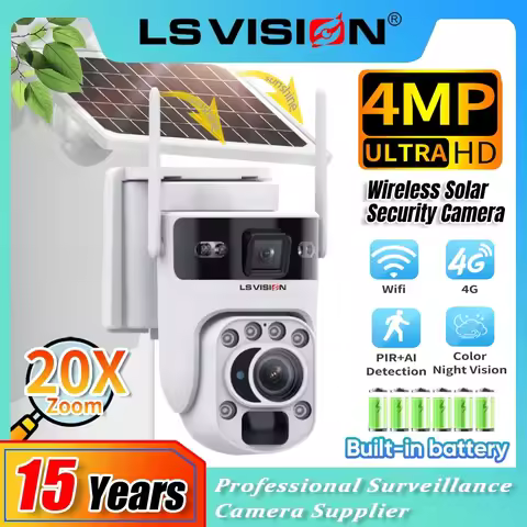 LS VISION Ubox 6K 4G Outdoor Solar Camera 20X Optical Zoom Dual Screens Wifi Security Camera Cctv PT