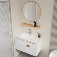 Alumimum Bathroom Cabinet Stone Plate Basin Ceramic Basin Basin Balcony Wash Basin round Mirror Simple Small Apartment Bathroom Mirror Cabinet