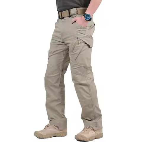 IX9 City Tactical Cargo Pants Men Stretch Cotton Work Military Pants Flexible Outdoor Army Combat Tr