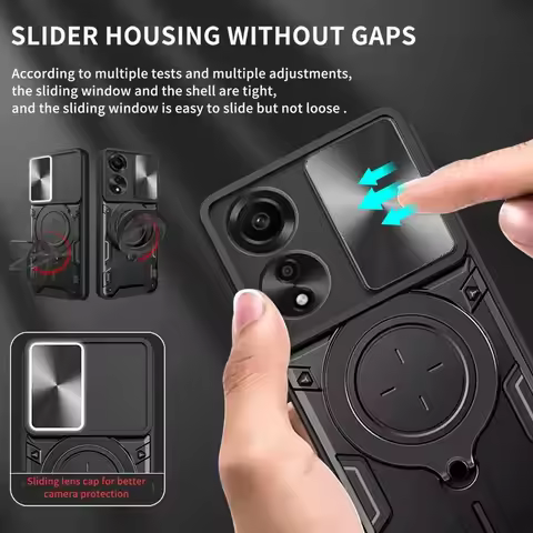 For Oppo A18 A38 A58 A78 A60 4G Case Shockproof Armor Magnetic Ring Stand Cover for Oppo A98 A79 5G