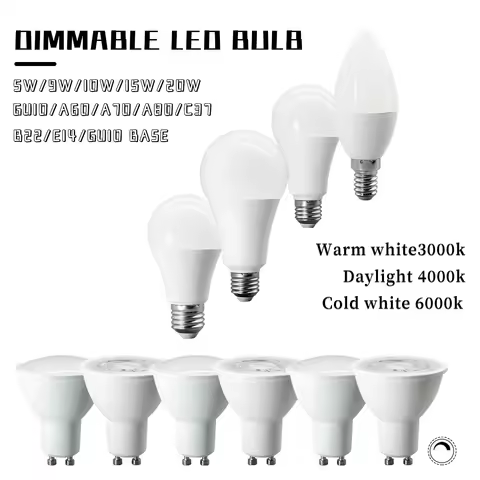 10PCS 10W 15W 20W E27 E14 GU10 Dimmable LED Lihgt Bulbs Watt Headlamp 60W Equivalent Dimming 3000K 4