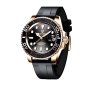 Pagani Design 40mm Men's Rubber Automatic Watch PD-1651 RoseGold Black Bezel