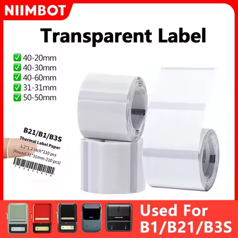 Niimbot B1 Transparent Stickers Label Printer Round/Square Portable Mini Printer Thermal Paper Label