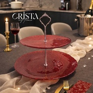 Crista Home Sai Gon 2-Tier Round Glass Plate Set 28cm + 22.5cm Premium Mesh Pattern - 4 Premium Colo