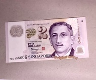 Koleksi Uang 2 Dollar Singapore Polymer ( 1 LEMBAR )