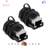 FKILLA 2PCS RJ45 Connector, RJ45-180° IP67 RJ45 Adapter, Durable Waterproof RJ45 Panel Mount Harsh E