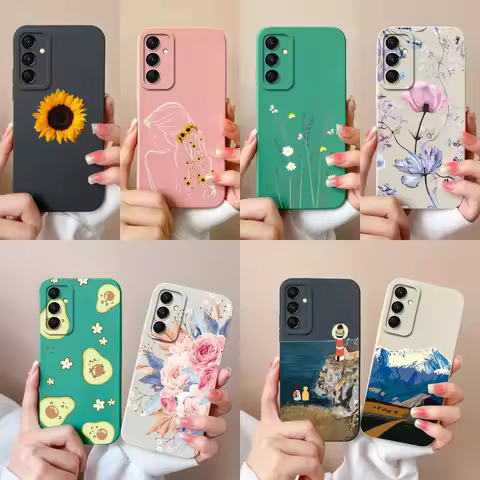 For Samsung M35 5G Case Beautiful Flower Mountain Liquid Shockproof Anti-Fingerprint Silicone Shell