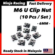 ( 10 Pcs / Set ) M6 U Clip Screw Spring Nut Nat Motor Motorcycle Body Cover Metal Fastener Fairing K