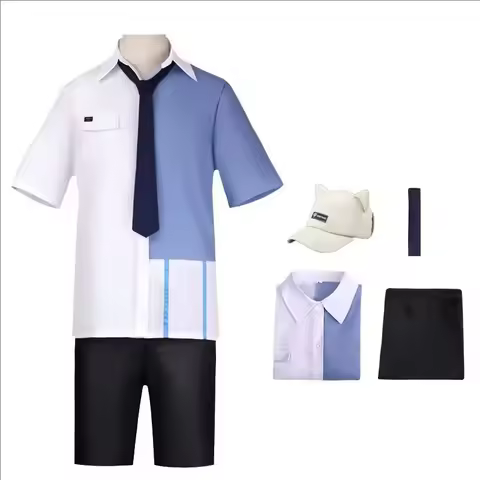 Anime Link Click Lucas Cosplay Costume White Short Wig Lu Guang Blue Shirt Pant Hat Full Set Daily C