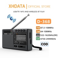 XHDATA D-368 Portable Radio FM1-2/AM/SW AM/FM/SW 12-band stereo radio ( TF Card/USB Playback/Bluetoo