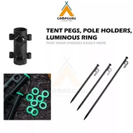 CAMPGURU Heavy Duty Camping Tent Nail Peg Stake 20 25 30 40 CM and Tent Pole Holder and Luminous Flu