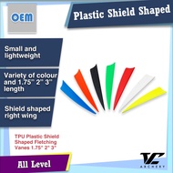 V Club Archery TPU Plastic Shield Shaped Fletching Vanes - 1.75" 2" 3" - Arrow Accessory For Compound / Recurve Bow