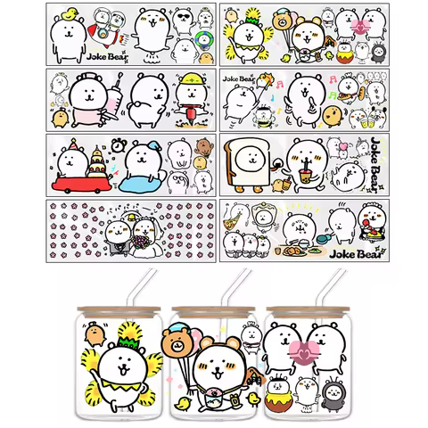 UV DTF Joke Bear Uvdtf Bottle Sticker Permanent Transfer Sticker Waterdichte MOGUMOGU DIY Decorate D
