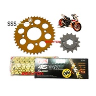 RS150 SPROCKET SSS GOLD & RK CHAIN O-RING GOLD 415 SET