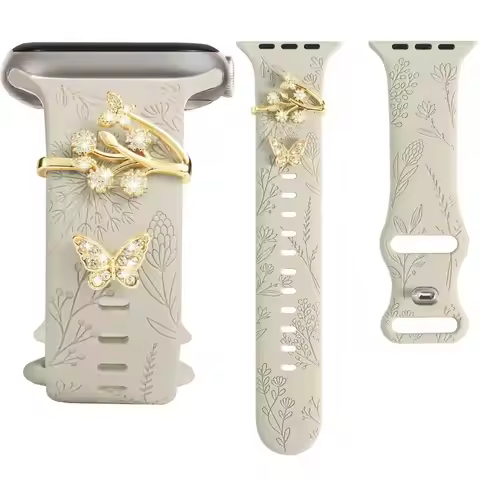 Metal Charms Watch Band Decoration Ring For Apple Diamond Ornament For iwatch Bracelet Silicone Stra