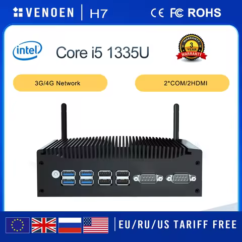 Intel Core i5 1335U 1235U Fanless Industrial Mini PC ITX Industrial Rugged Computer Com Port Dual La