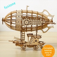 FUSIONEDGE 3D Wooden Puzzle, Wooden Construction Hand Craft Airship Model, Toy Construction Mechanic