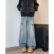 seluar kargo lelaki Seluar beg Seluar Kerja Vintage Seluar jeans retro Amerika yang dicuci dengan se