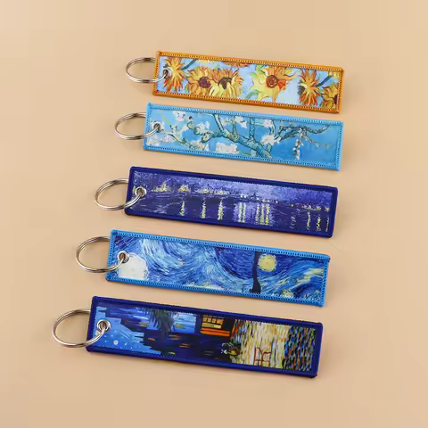 1pcs Van Gogh Art Keys Tag Car Keychains for Women Key Ring Fashion Jewelry Accessories Gifts llaver