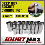 8-32MM Deep Long Socket 1/2 Socket 6 Point Socket Chrome Vanadium Deep Box Socket Deep Long Box Sock