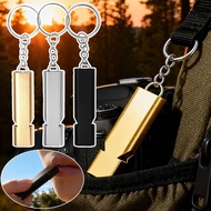 Outdoor Dual-tube Aluminum Alloy Safety Whistle Keychain for Hiking Camping Emergency Loud Survival 