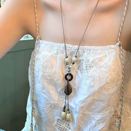 Ethnic style round ceramic leaf necklace for women