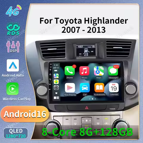 Mfkj Android 16 Multimedia Stereo Car Player Navigation GPS RDS for Toyota Highlander 2 XU40 2007-20