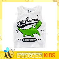 Kids Children T-shirt for 1-10 years old boys girls sleeveless cute crocodile graphic printed / Baju kanak-kanak budak lelaki perempuan umur 1-10 tanpa lengan dengan cetakan buaya comel