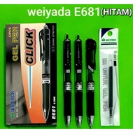 Weiyada Gel Pen Click 0.7mm Black Ballpoint/ Gel Pen E-681 (1 Box contains 12 Pcs)