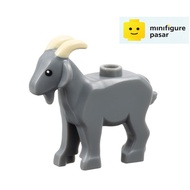 [MP] Lego Animal Land 10332 - Dark Bluish Gray Goat with Black Eyes and Tan Horns Minifigure - New