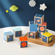 Wooden planet cubes puzzle. STEM toy