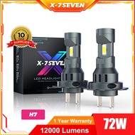 USA Standard H4 Led Headlight Bulbs X-7SEVEN MINI Series 72W 12000LM 6500K White color with 1 year w